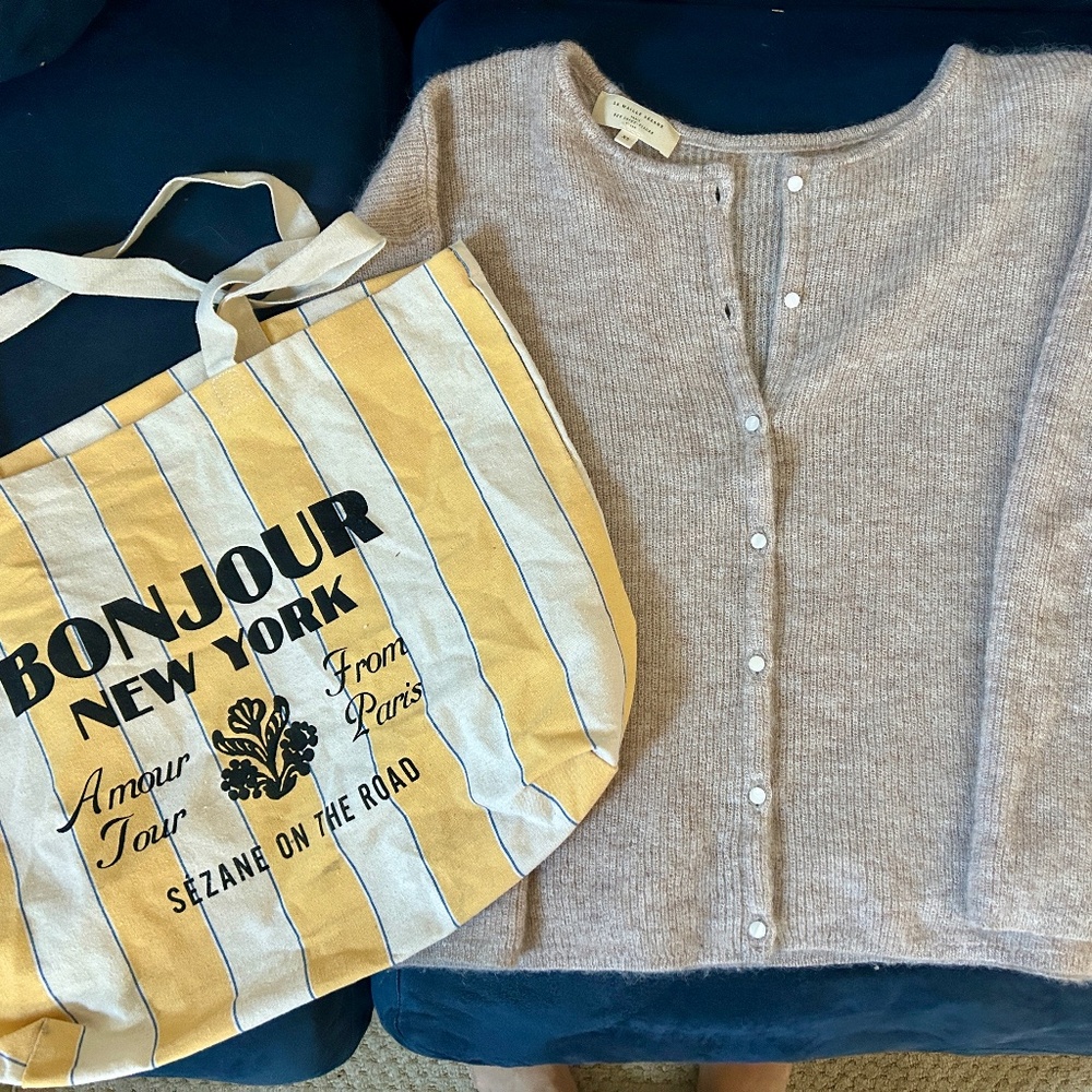 Sezane Gaspard Cardigan - Light Beige (with bag!)